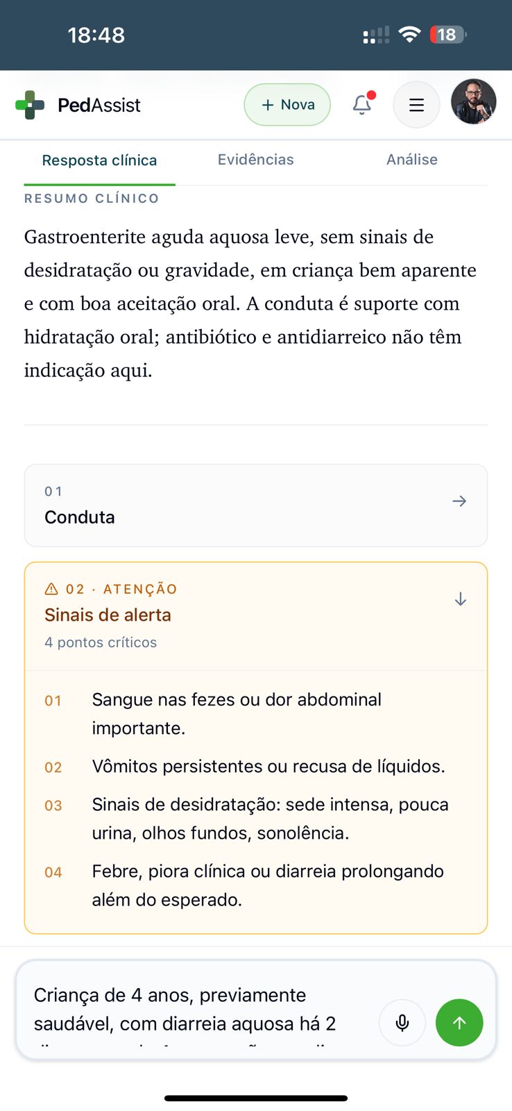Sinais de alerta destacados